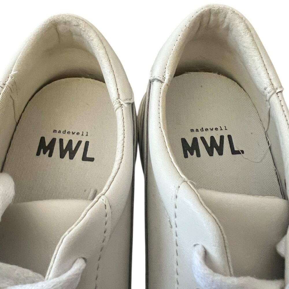 Madewell Sidewalk Low Top Leather Sneakers Pale Parchment Size 7.5 - Picture 6 of 8
